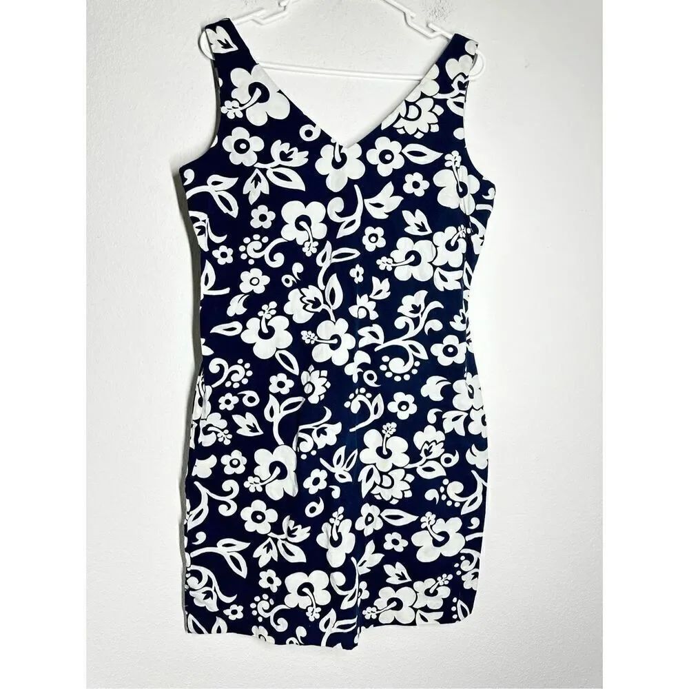 Tommy Hilfiger Mini Rétro Dress Blue White Floral Pattern  Cotton Size 12